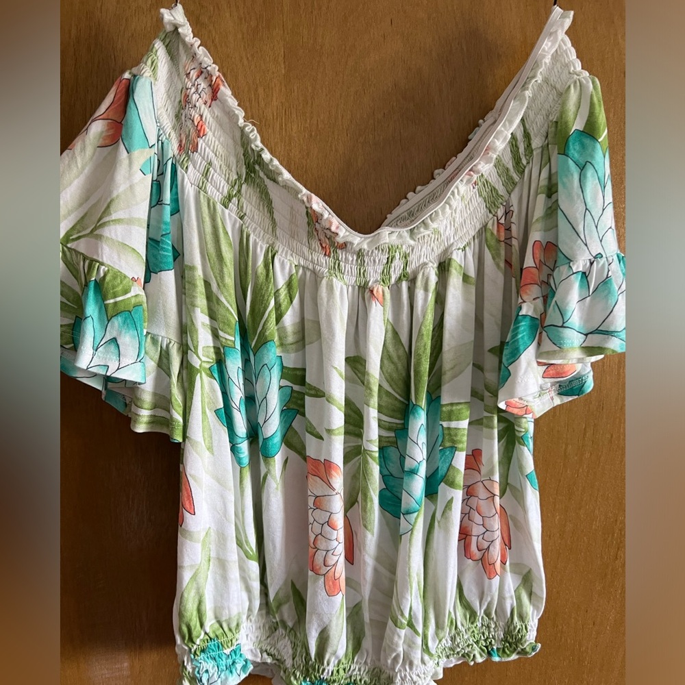 Floral off the shoulder tee